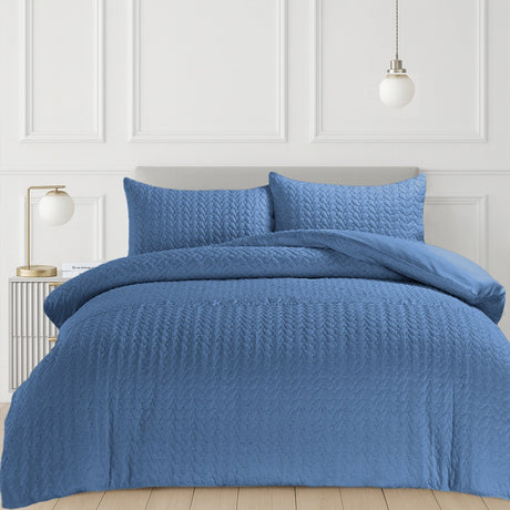 Velosso Kinsley Embossed Pattern Duvet Cover And Pillowcase Set
