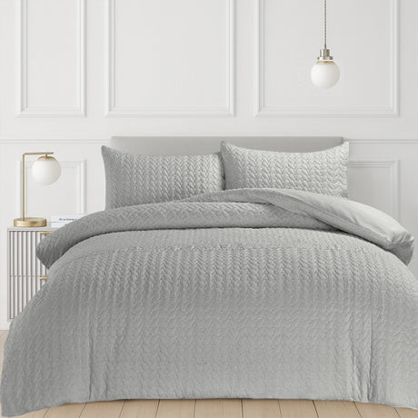 Velosso Kinsley Embossed Pattern Duvet Cover And Pillowcase Set