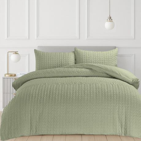 Velosso Kinsley Embossed Pattern Duvet Cover And Pillowcase Set