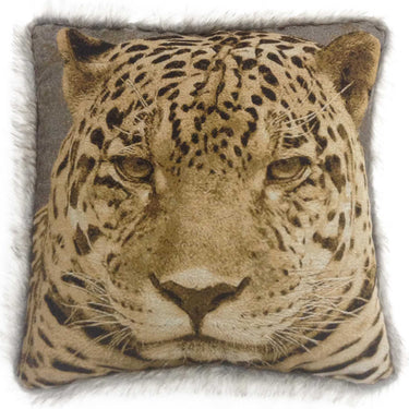 Leopard Fur Trim Cushion Cover