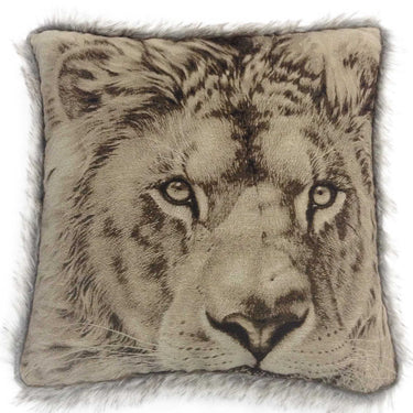 Lion Fur Trim Cushion Cover