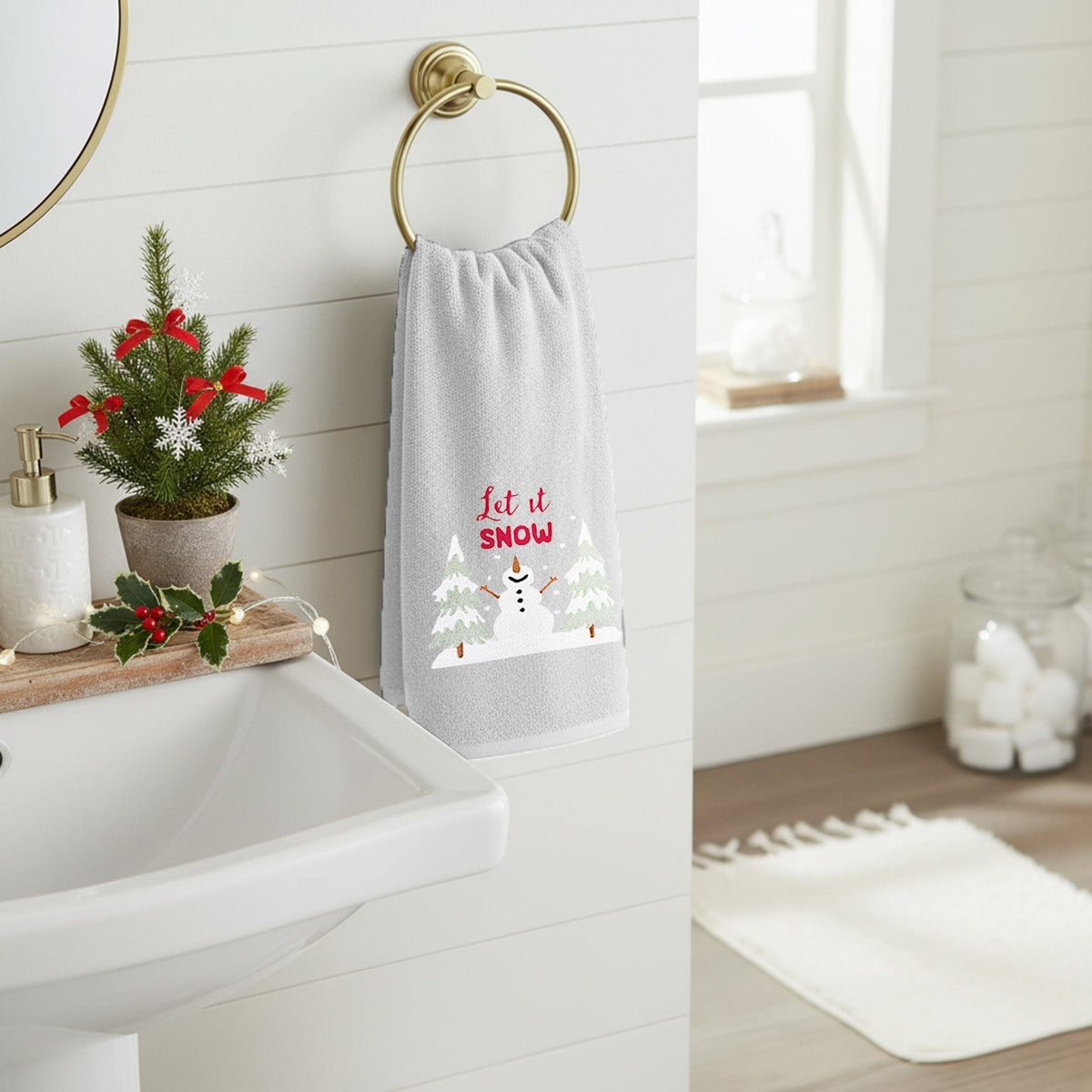 Velosso Let It Snow 2 Pack Christmas Cotton Hand Towels