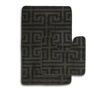 Velosso 2 Piece Luxe Greek Key Bath And Pedestal Mat Set