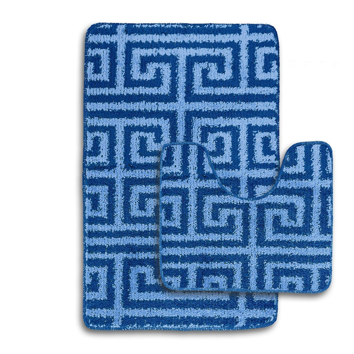 Velosso 2 Piece Luxe Greek Key Bath And Pedestal Mat Set