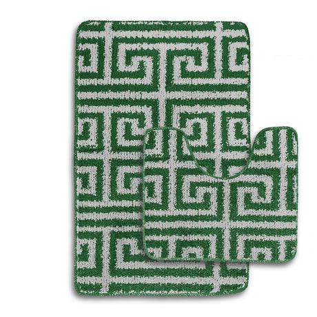 Velosso 2 Piece Luxe Greek Key Bath And Pedestal Mat Set