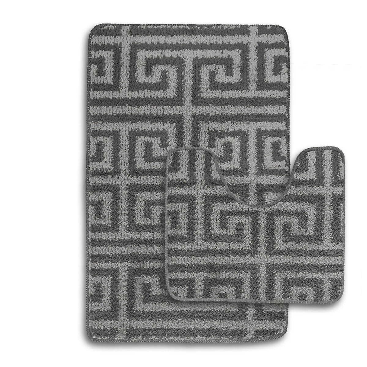 Velosso 2 Piece Luxe Greek Key Bath And Pedestal Mat Set
