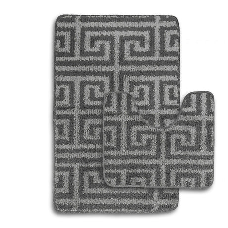 Velosso 2 Piece Luxe Greek Key Bath And Pedestal Mat Set