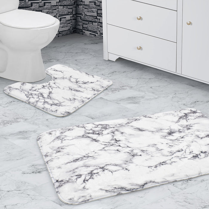 Memory Foam Marble White Pedestal Mat Anti-Slip