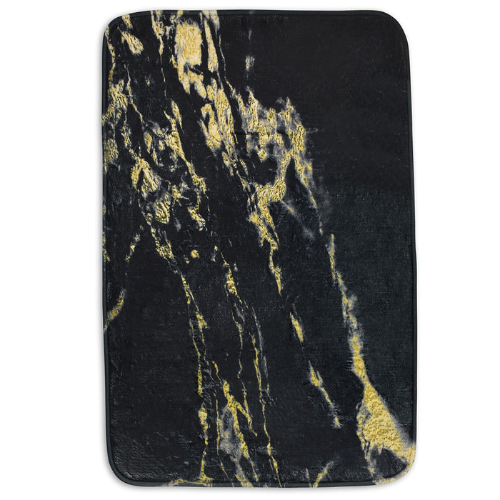 Memory Foam Marble Black And Gold Bath Mat Anti-Slip