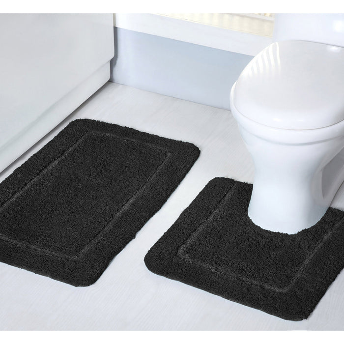 Mayfair Black Bath Mat Anti-Slip Microfibre