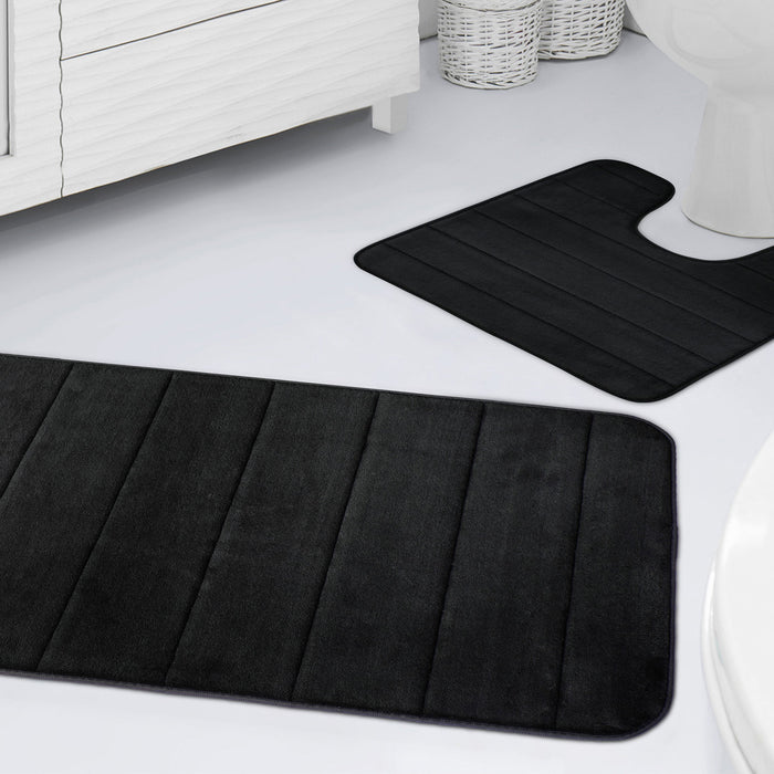 Memory Foam Black Bath Mat Anti-Slip