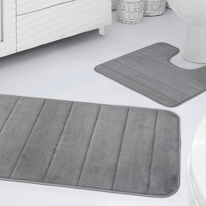 Memory Foam Silver Bath Mat Anti-Slip