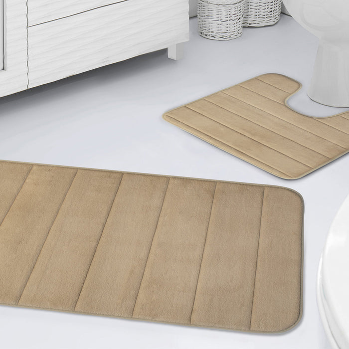 Memory Foam Beige Bath Mat Anti-Slip