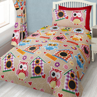 Multi Owl Duvet Cover & Pillowcase Set