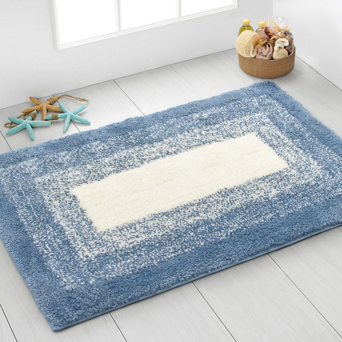 Nova Blue Bath Mat Deep Pile Anti-Slip Microfibre