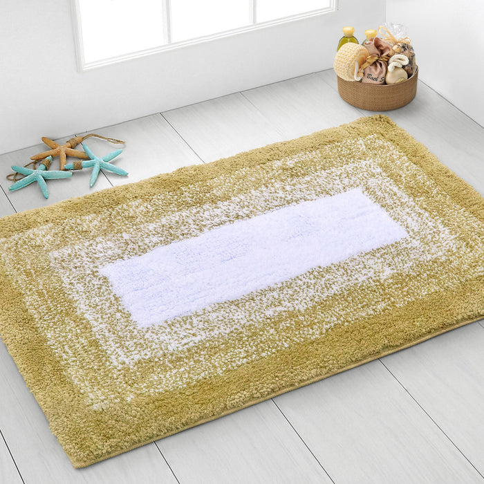 Nova Ochre Bath Mat Deep Pile Anti-Slip Micrfibre