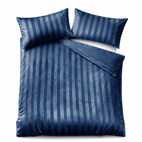 Velosso Oslo Luxury Velvet Stripe Duvet Cover And Pillowcase Set