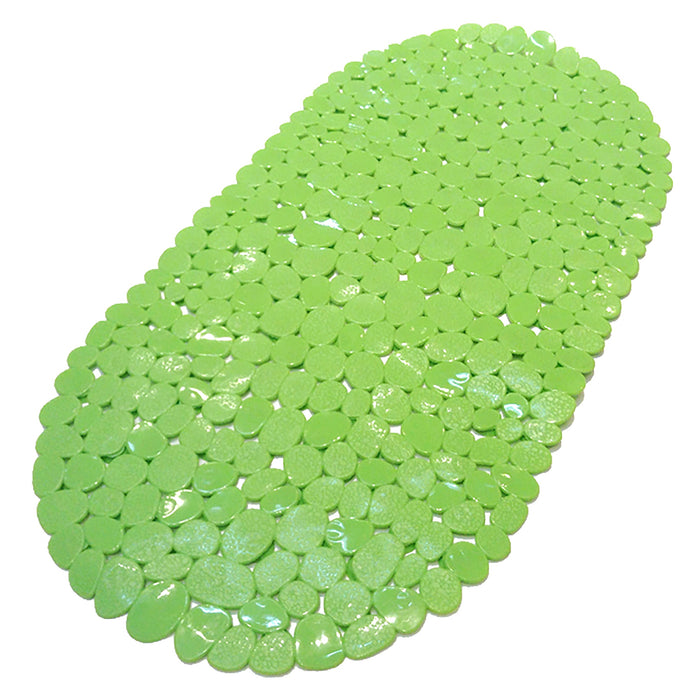 Pebbles Oval Lime Green Bath Mat Anti-Slip PVC