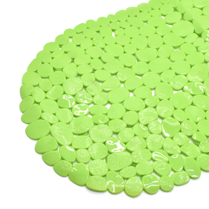 Pebbles Oval Lime Green Bath Mat Anti-Slip PVC