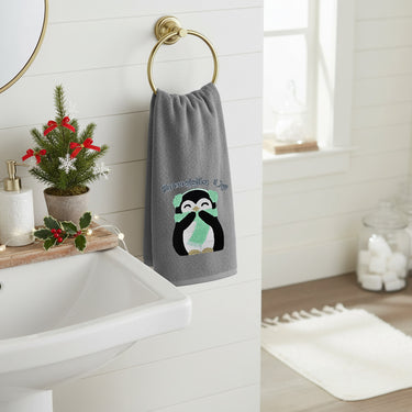 Penguins Snuggle 2 Pack Christmas Cotton Hand Towels