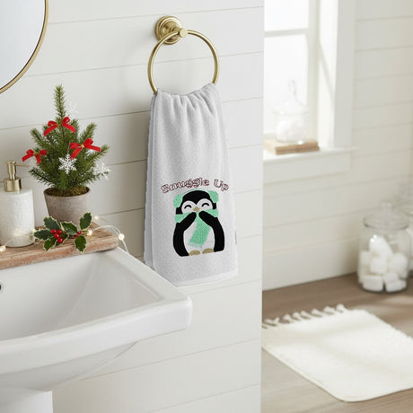 Velosso Penguins Snuggle 2 Pack Christmas Cotton Hand Towels