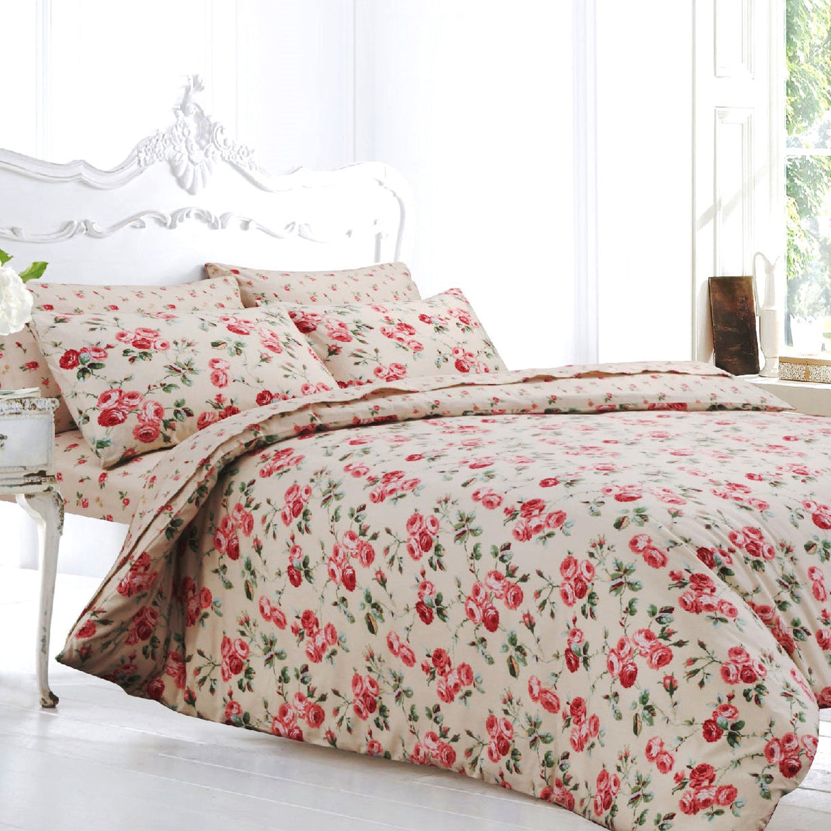Velosso Peony Flannel Duvet Cover & Pillowcase Set