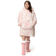 Velosso Tie Dye Sherpa Lined Oversized Hoodie Blanket