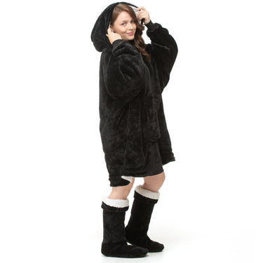 Plain Flannel Oversize Hoodie Blanket