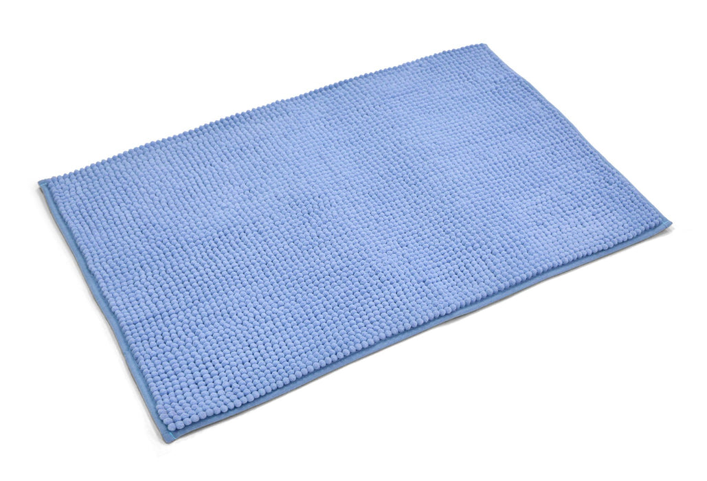 Luxury Non-Slip Soft Blue Bath Mat Shaggy Noodle Super Absorbent Microfiber Bathroom Mat