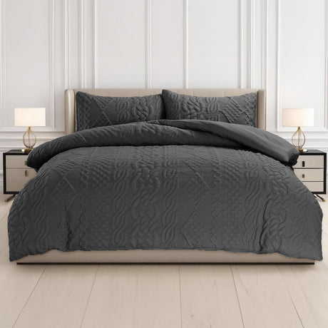 Velosso Quilted Knit Pinsonic Duvet Cover And Pillowcase Set