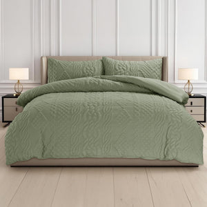 Velosso Quilted Knit Pinsonic Duvet Cover And Pillowcase Set