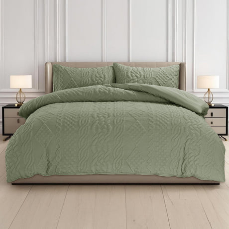 Velosso Quilted Knit Pinsonic Duvet Cover And Pillowcase Set