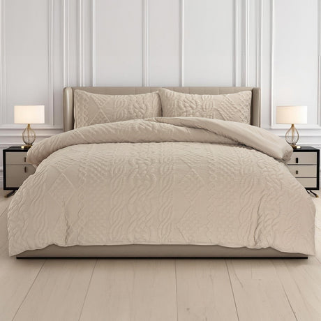 Velosso Quilted Knit Pinsonic Duvet Cover And Pillowcase Set