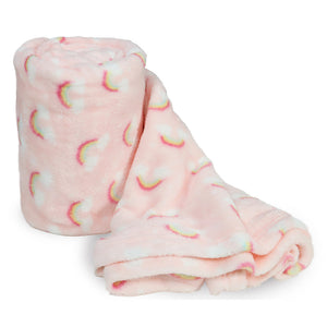 Velosso Rainbow And Clouds Flannel Blanket Throw
