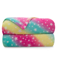 Velosso Rainbow And Stars Flannel Blanket Throw