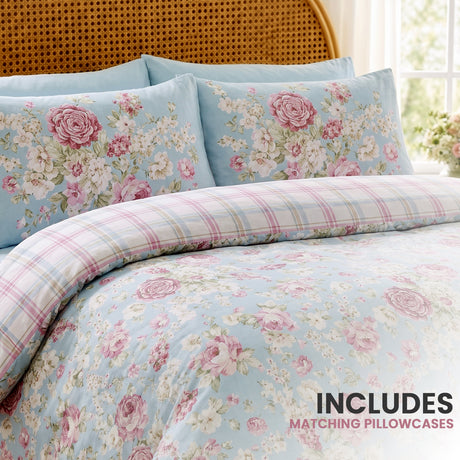 Florelle Rosewood Cottage Duvet Cover and Pillowcase Set