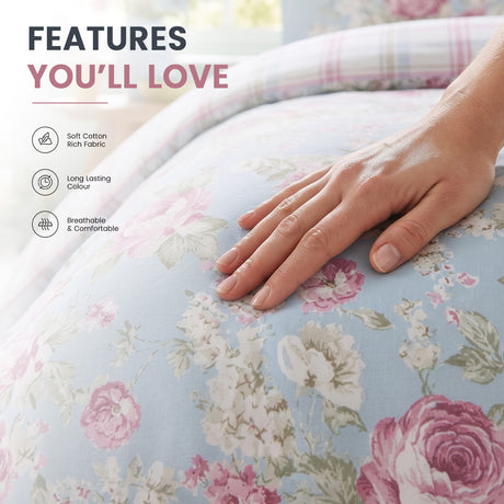 Florelle Rosewood Cottage Duvet Cover and Pillowcase Set