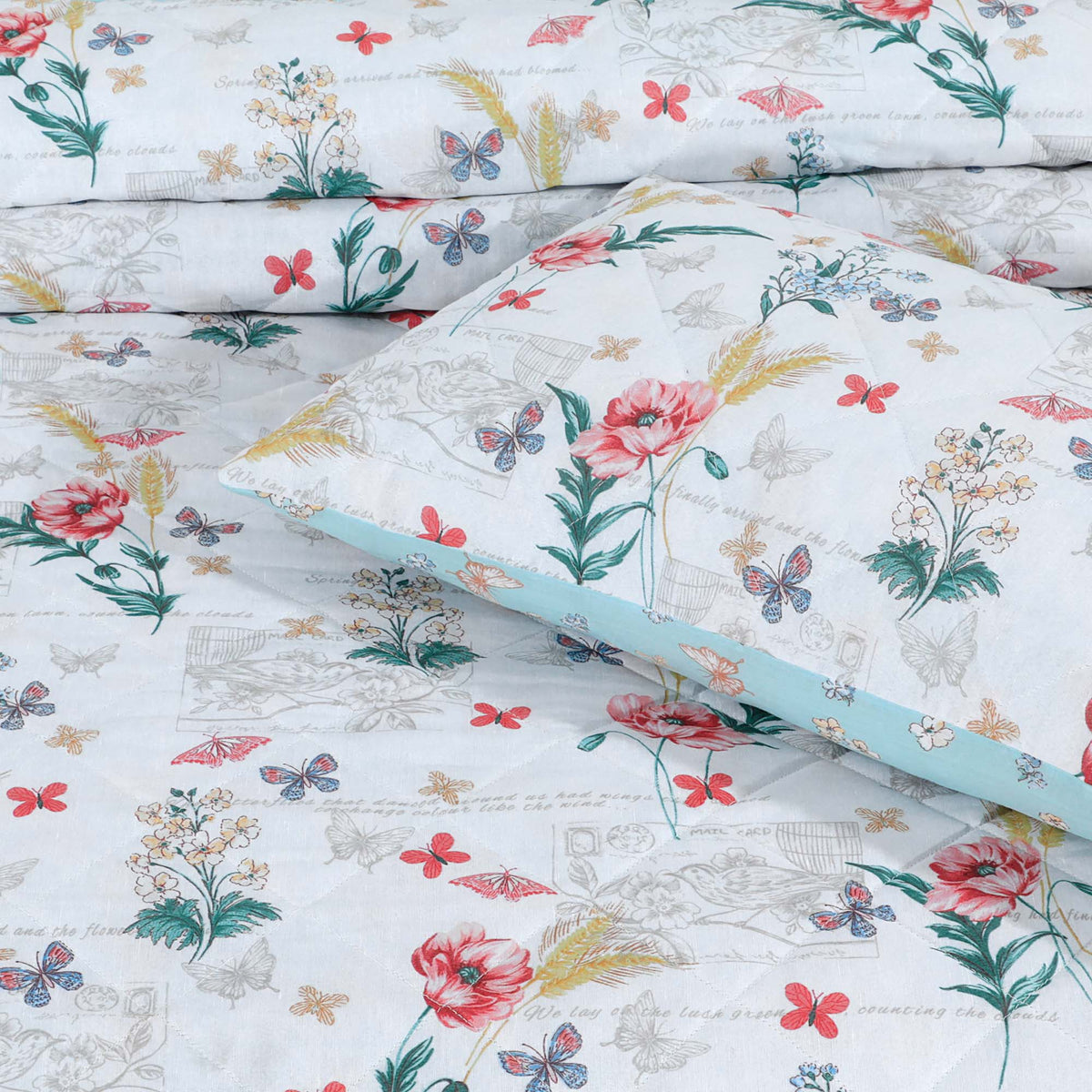 Velosso Sacramento Floral Printed Quilted Bedspread Set