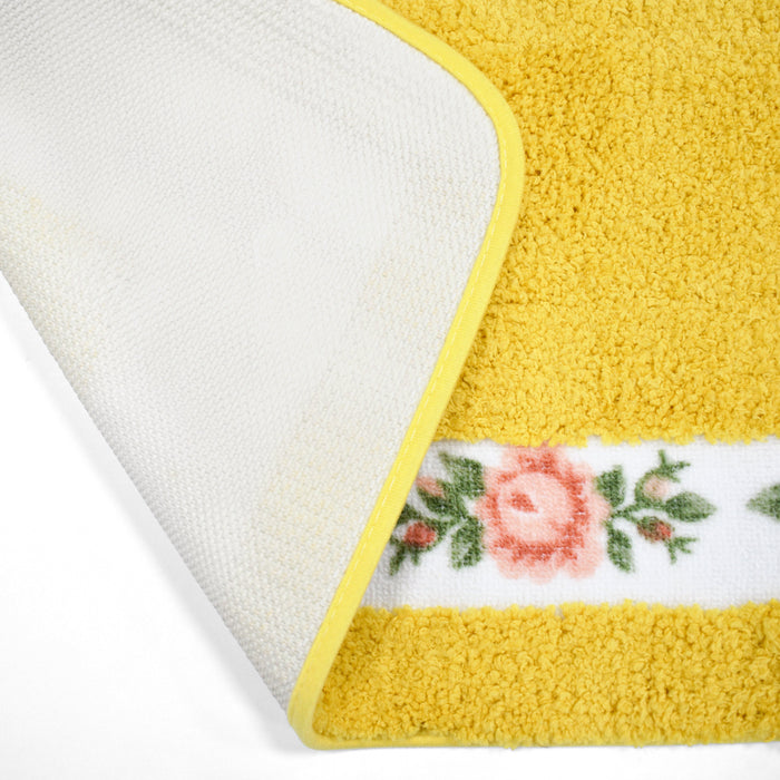 Shania Floral Ochre Bath Mat Set Super-Absorbent Anti-Slip Microfibre