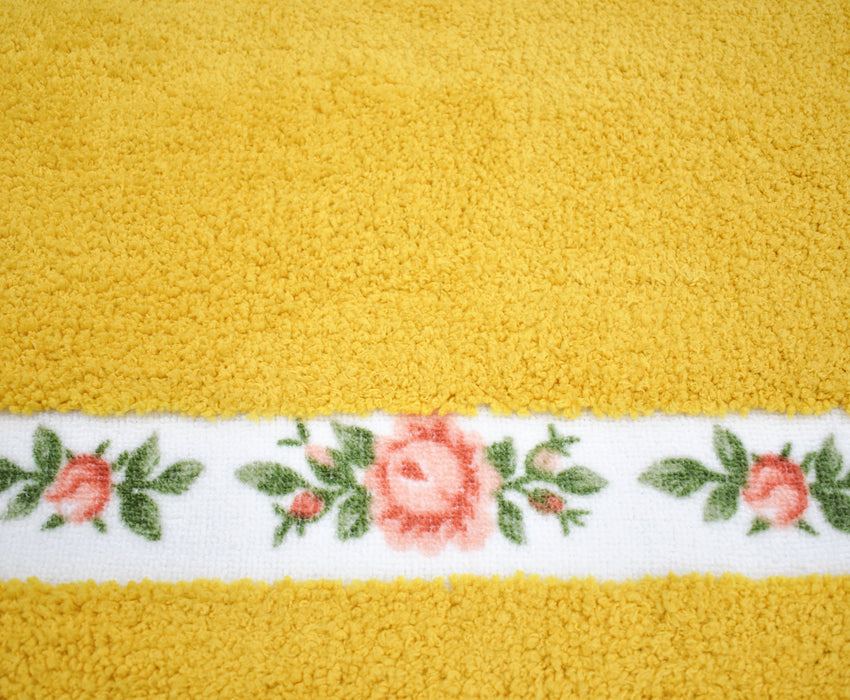 Shania Floral Ochre Bath Mat Set Super-Absorbent Anti-Slip Microfibre