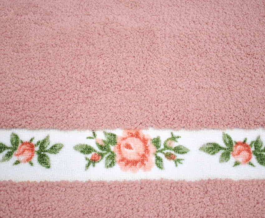 Shania Floral Blush Pink Bath Mat Set Super-Absorbent Anti-Slip Microfibre