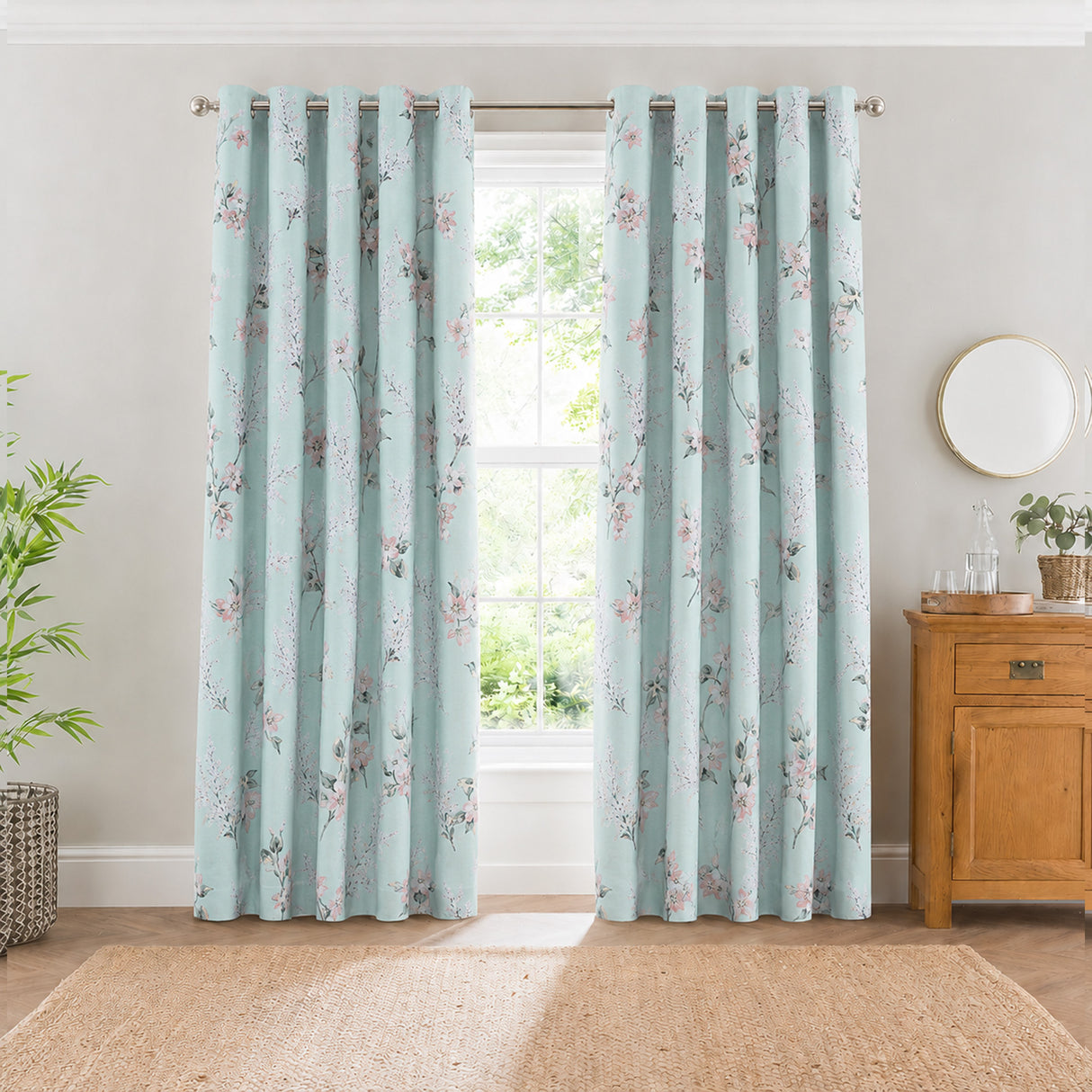 Florelle Sienna Floral Ring Top Curtains