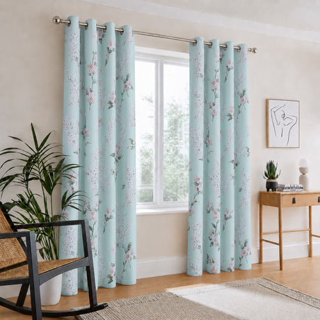 Florelle Sienna Floral Ring Top Curtains