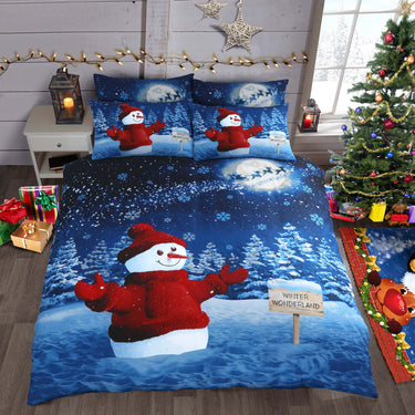 Glitter Snowman Panel Duvet Cover & Pillowcase Set