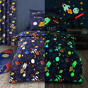 Space Glow In Dark Duvet Cover & Pillowcase Set
