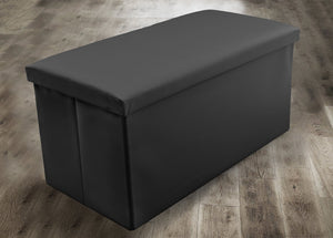 Home Republic Foldable Faux Leather Storage Ottoman