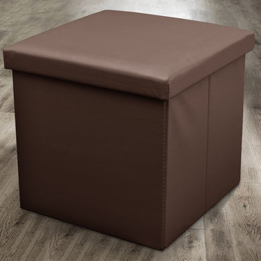 Foldable Faux Leather Storage Ottoman