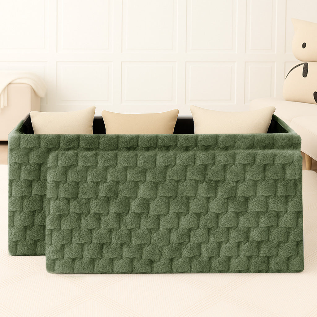 Home Republic Chunky Popcorn Faux Rabbit Fur Storage Ottoman