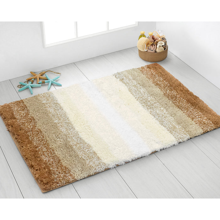 Superstripe Brown Bath Mat Anti-Slip Microfibre