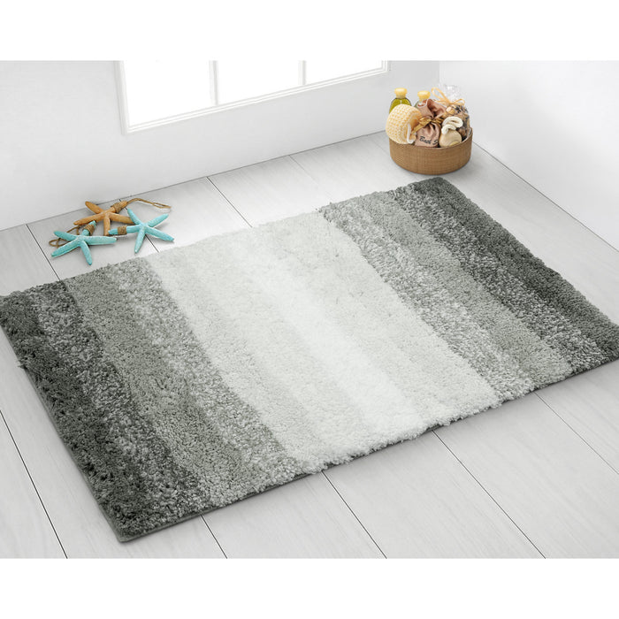 Superstripe Grey Bath Mat Anti-Slip Microfibre